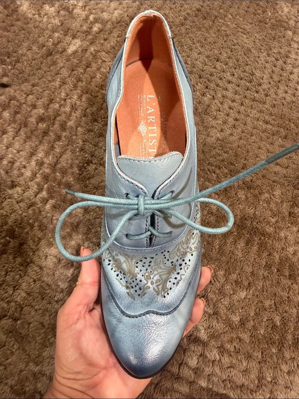 NEW L'ARTISTE Agila Sky Blue Lace-Up heels
